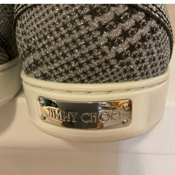 Jimmy Choo Prince of Stars Glitter Fashion Sneakers in Silver size 8 - Picture 14 of 14